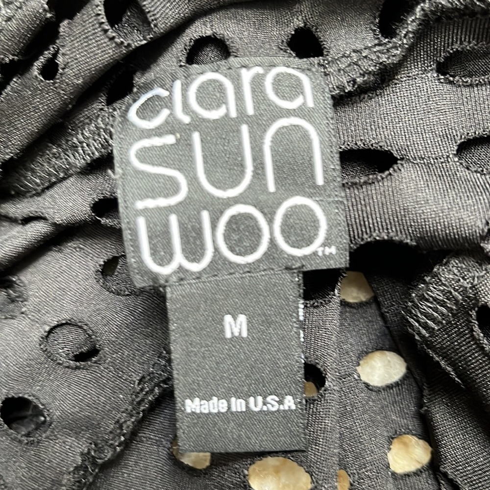Clara Sun Woo Perforated Waterfall Open Front Cardigan - Picture 4 of 6